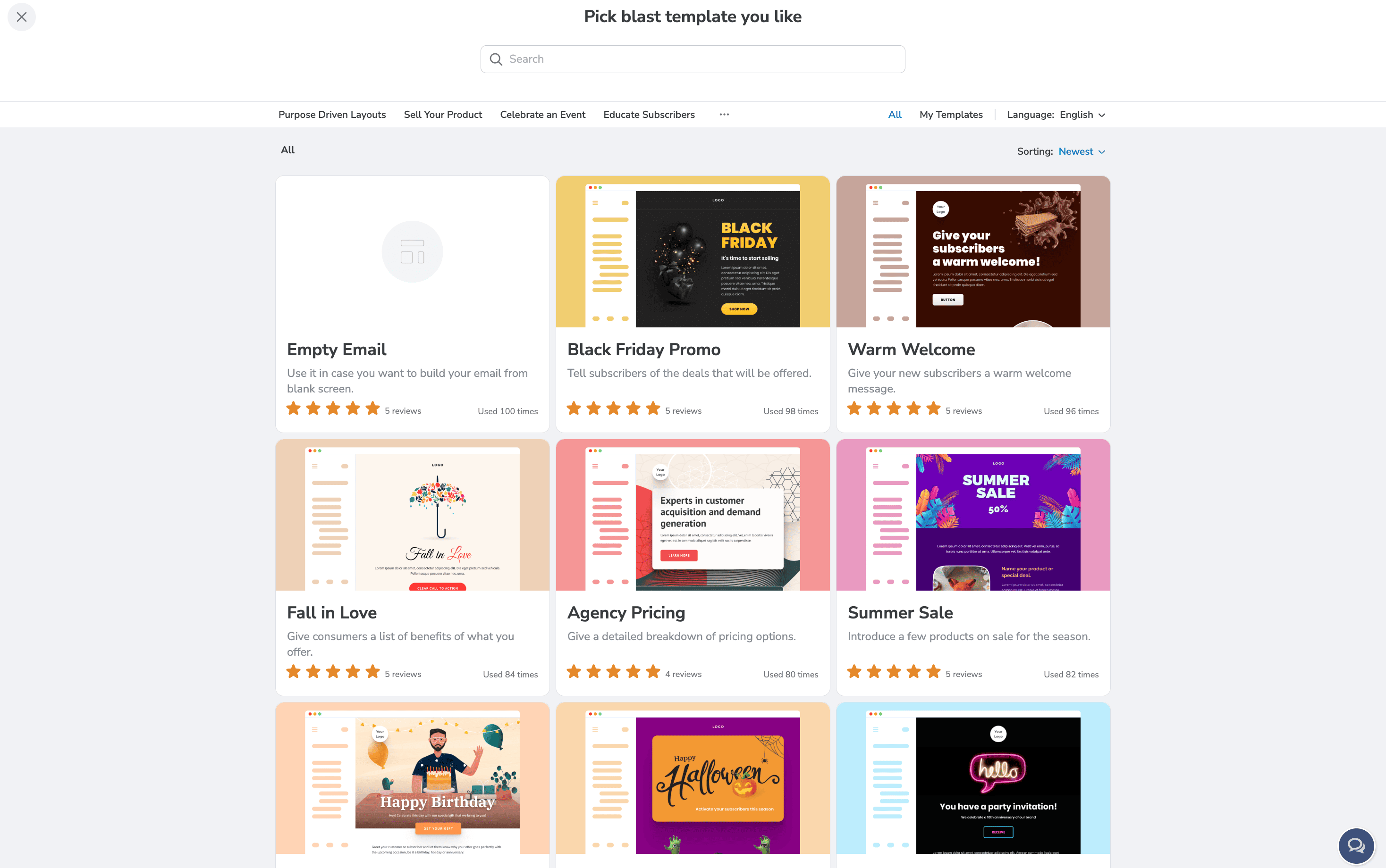 Email marketing template library in TruVISIBILITY platform