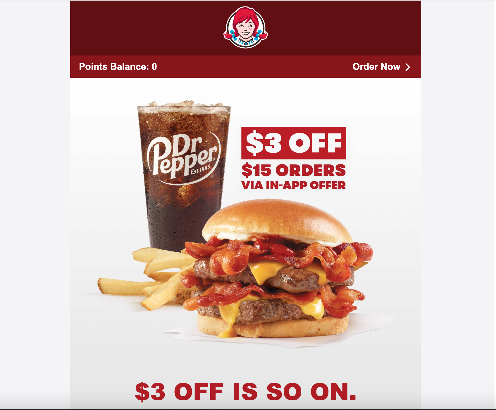 Wendy's email promotion.
