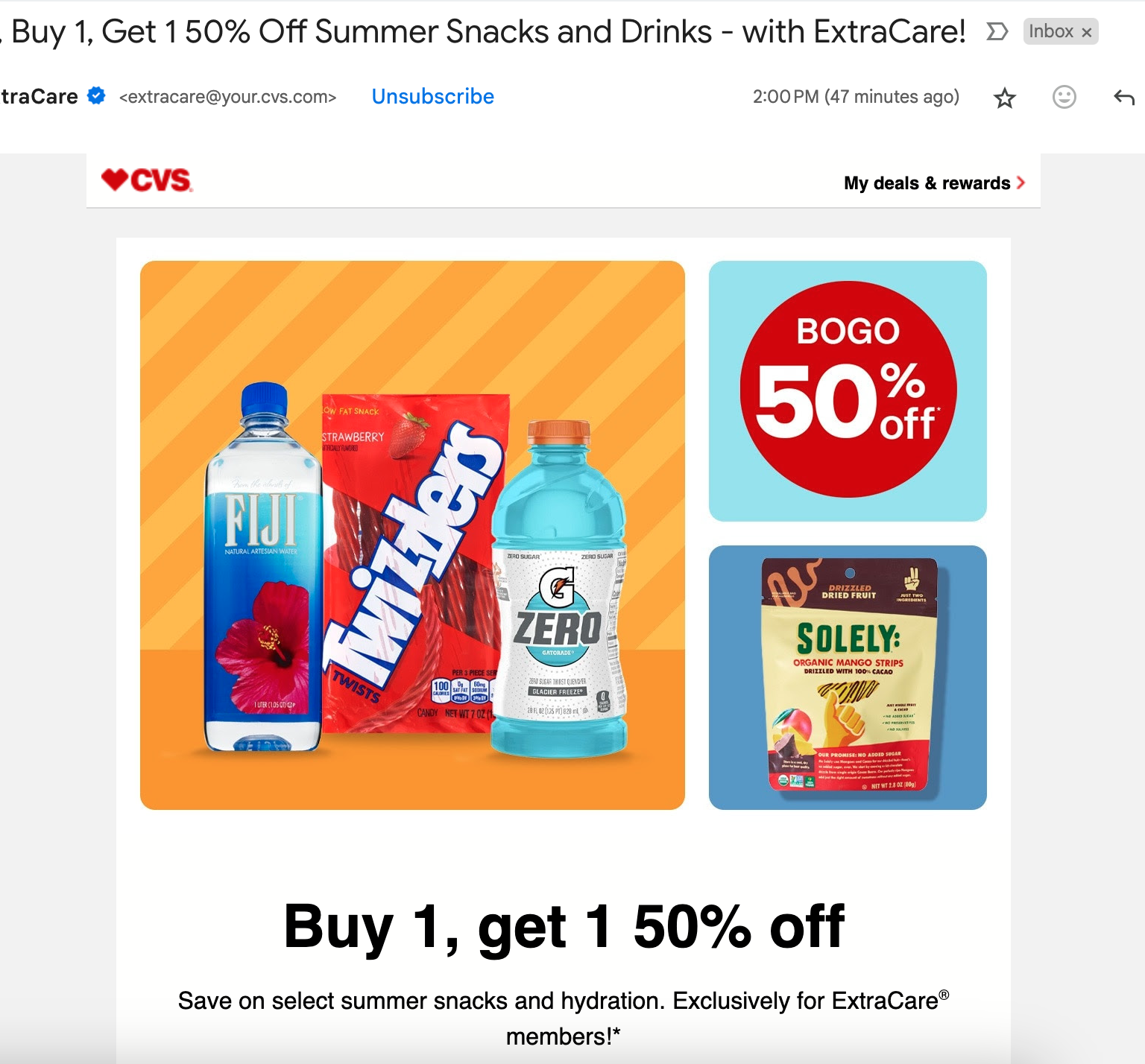 CVS summertime marketing email.