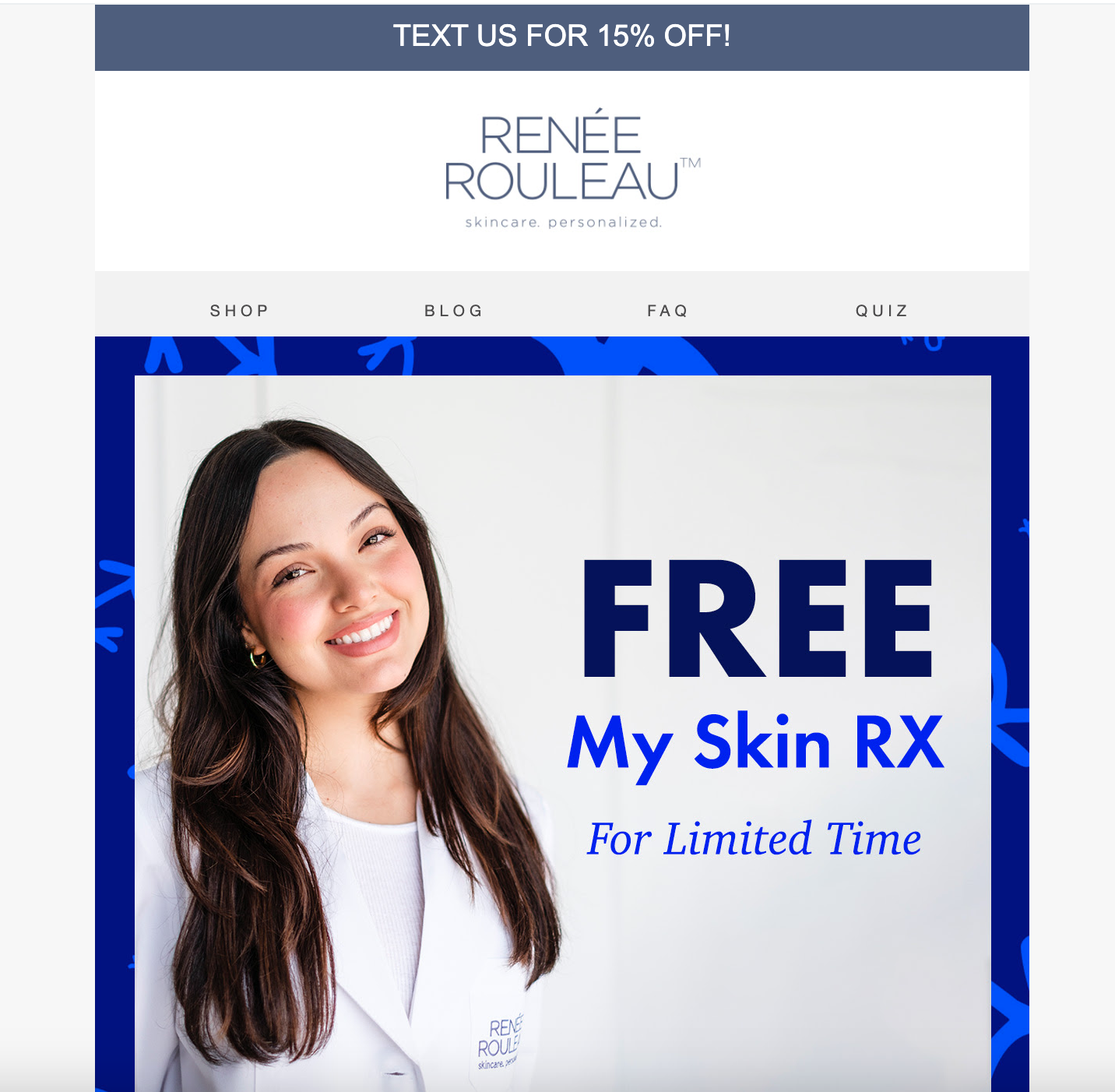 Free skincare consultation email from Renea Rouleau.