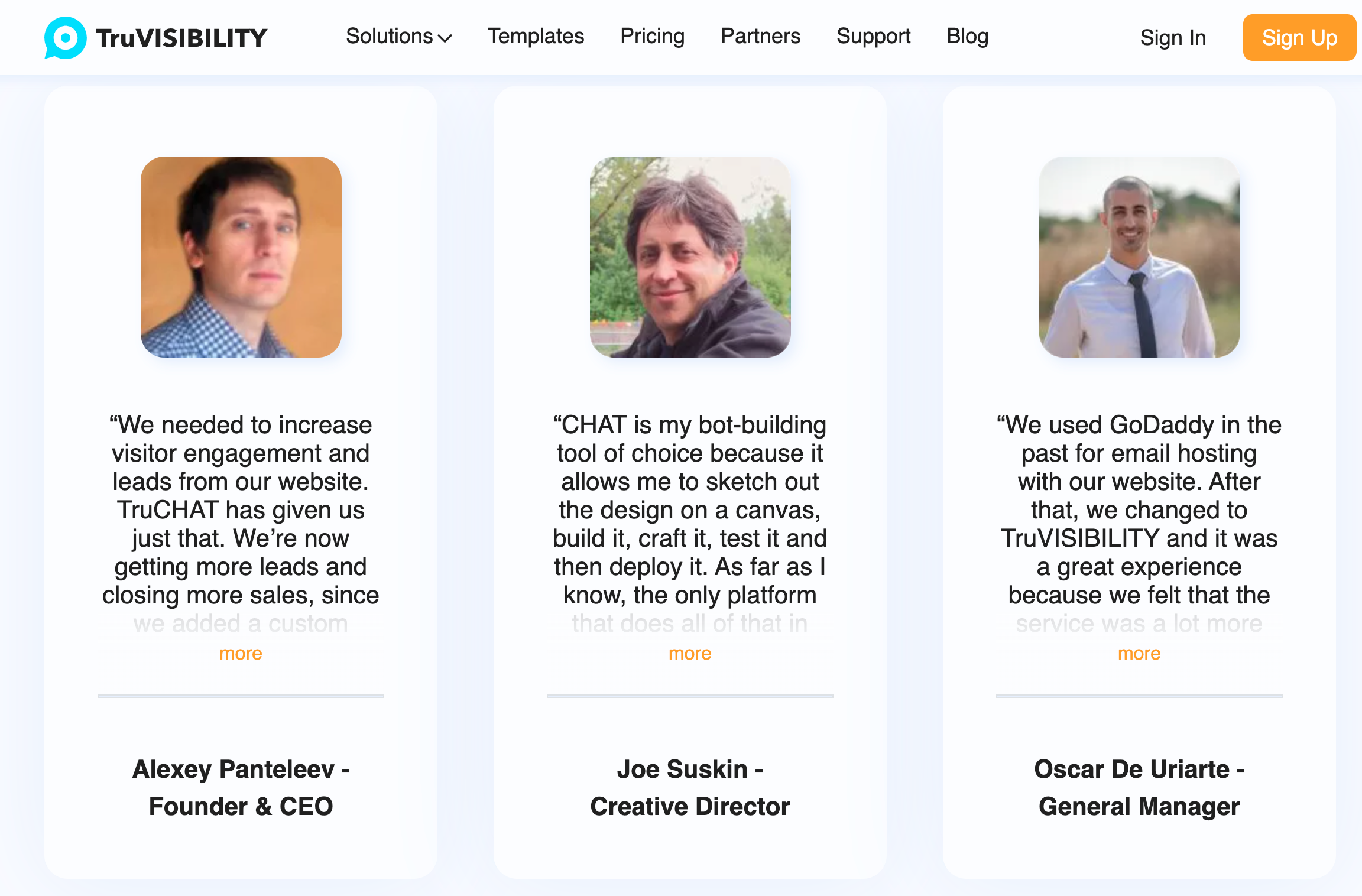 TruVISIBILITY's website showcases reviews of happy clients.