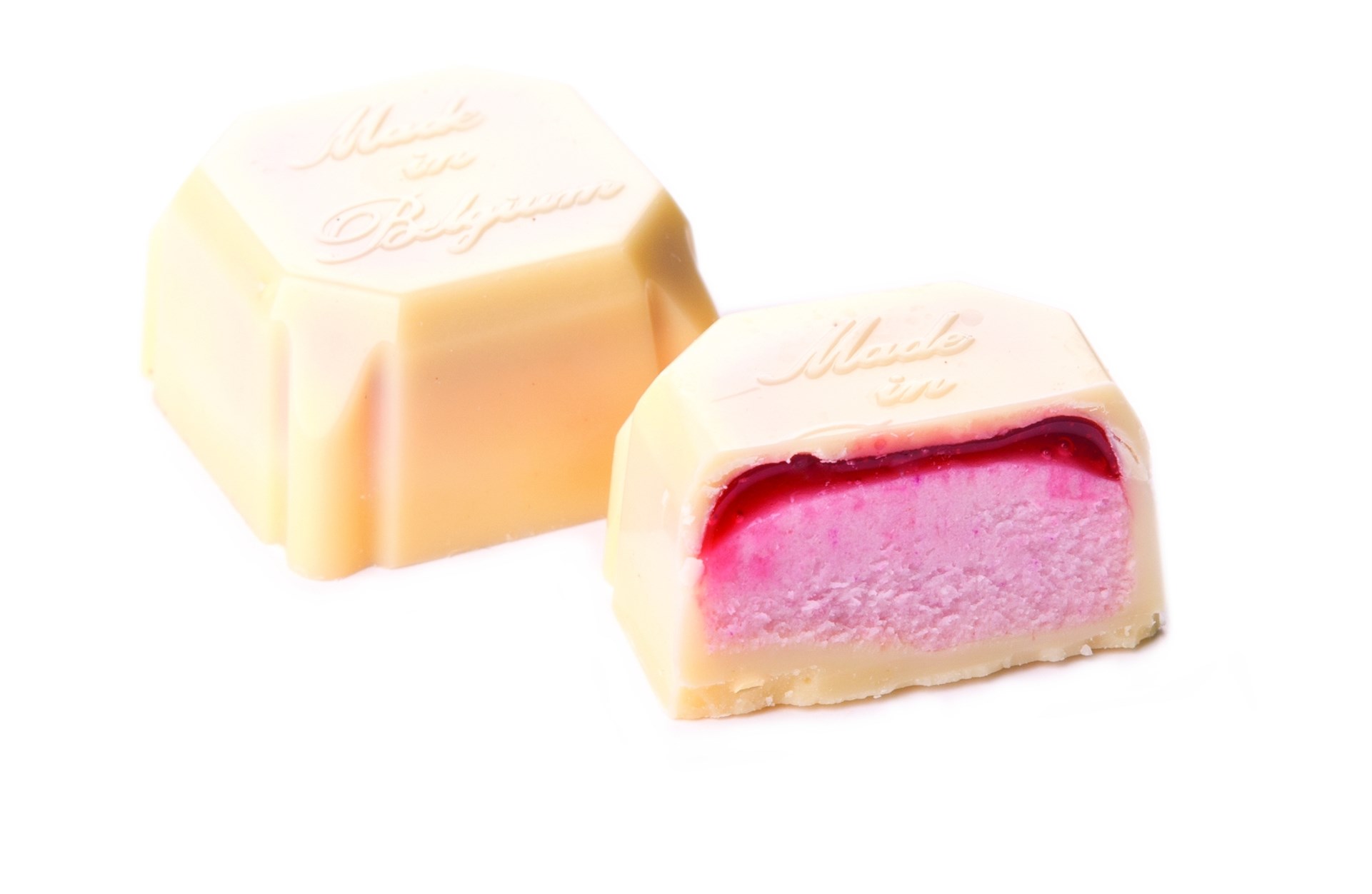 ASTRID WHITE CHOCOLATE, YOGURT AND RASPBERRY BY GENAUVA CHOCOLATES