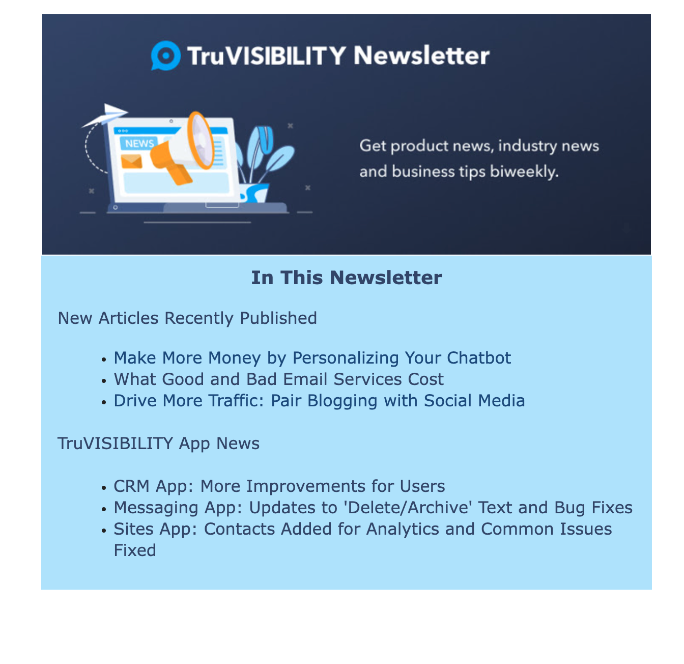 Newsletter content