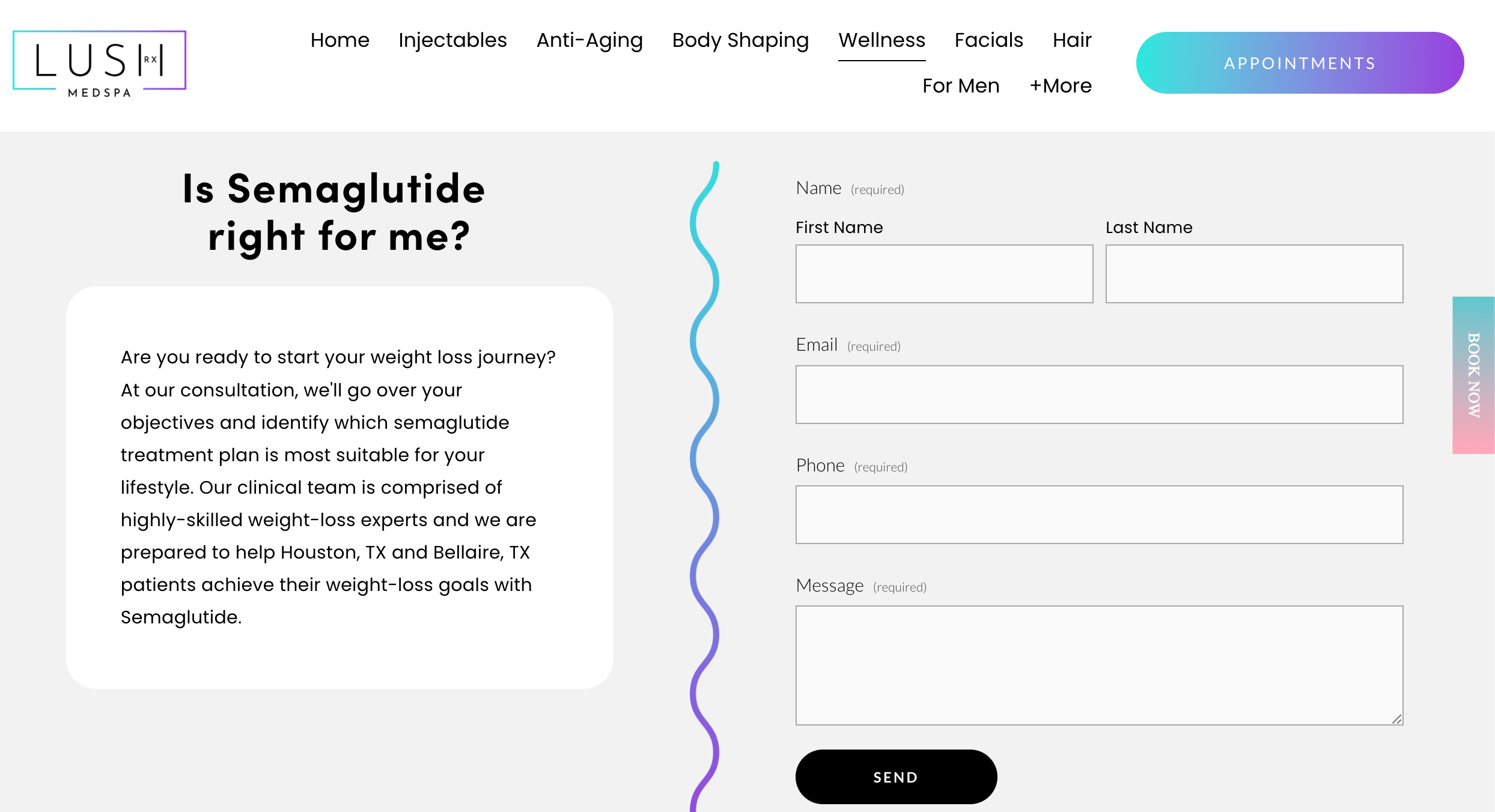 Lushrx semaglutide landing page form