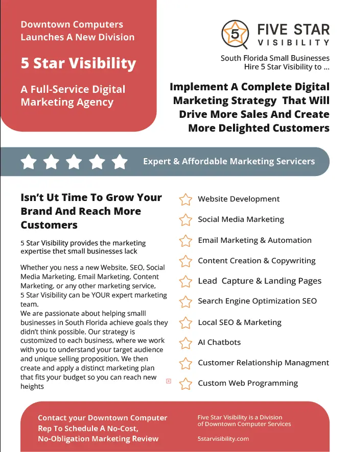 5 Star Visibility One Page Flyer