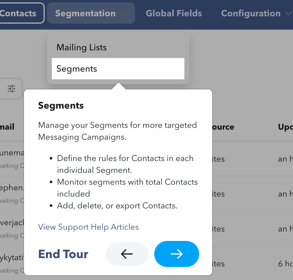 TruVISIBILITY CRM segmentation of contacts.