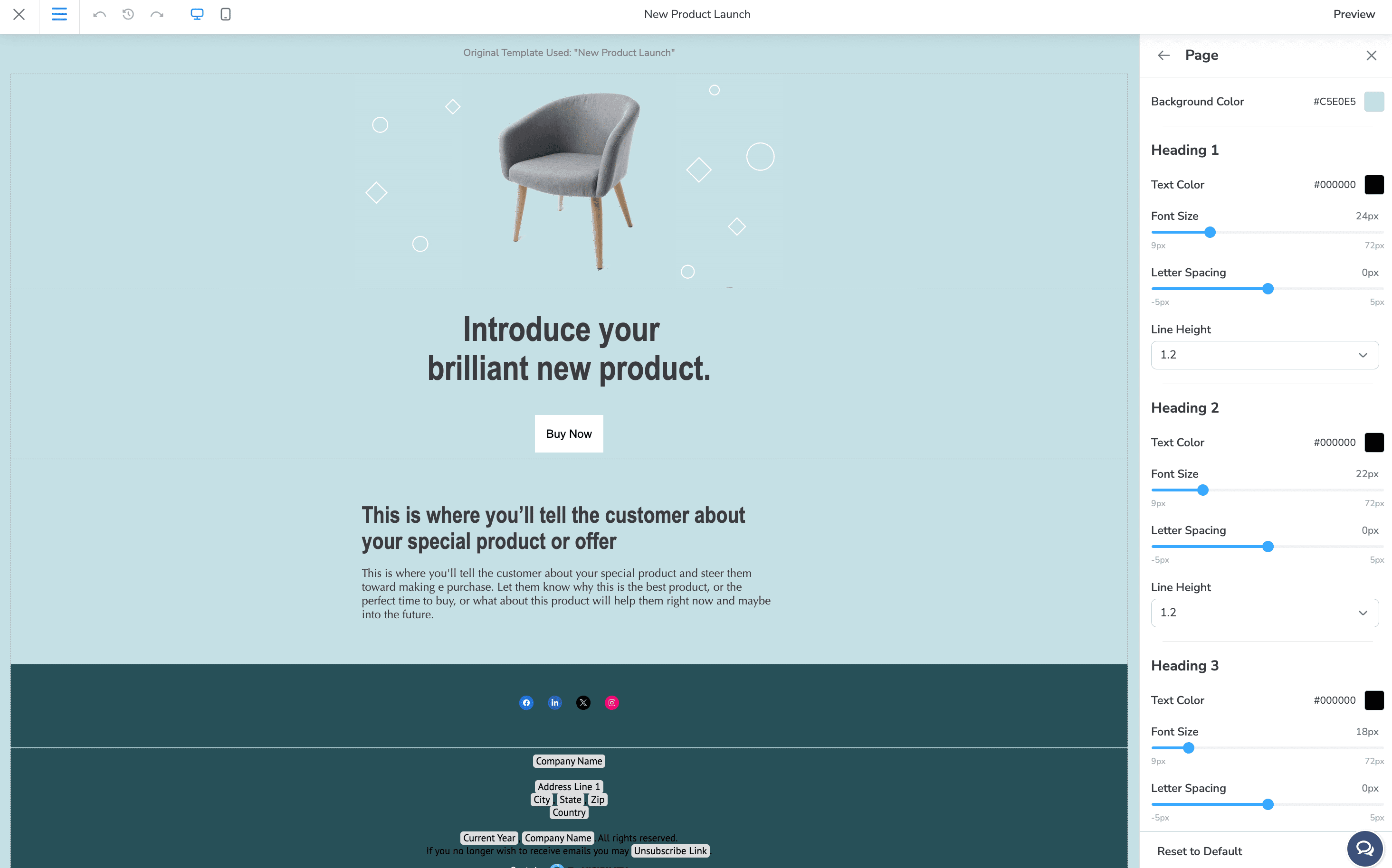 TruVISIBILITY email template editor with styling panel